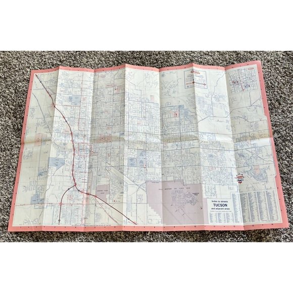 1969 Tucson Arizona Road Map Chevron Island Standard Stations Advertising - Picture 7 of 8